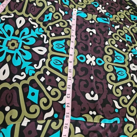 Hale Bob Rhinestone Batwing Sleeves Floral Work Dress Boho Blue Green Medium - Picture 8 of 13